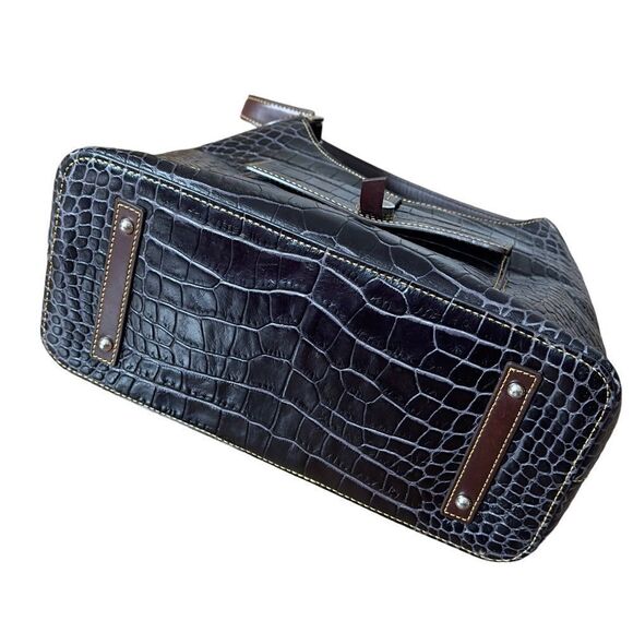 DOONEY & BOURKE Brown Crocodile Embossed Leather Hobo Shoulder Handbag - Picture 9 of 15